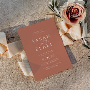 Minimalist Burnt Orange Heart Wedding Invitation