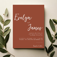 Minimalist Burnt Orange Modern Unique Wedding