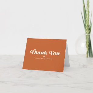 Minimalist Burnt Orange Retro Typography Name Tha Thank You Card