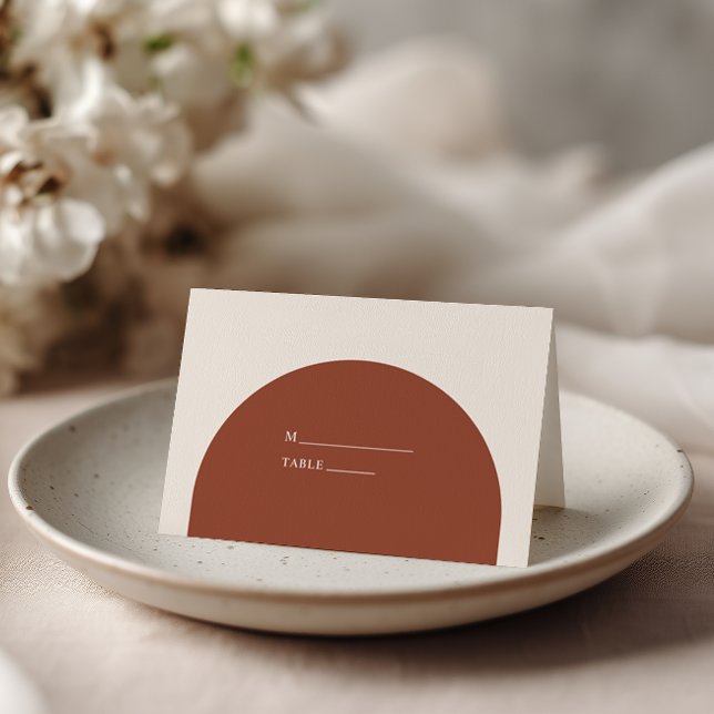 Minimalist Burnt Orange Rustic Boho Arch Wedding Place Card (Creator Uploaded)