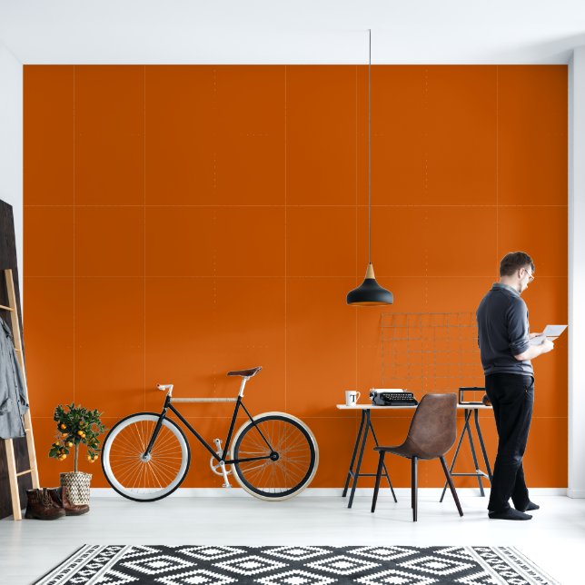 Minimalist burnt orange solid plain modern stylish wallpaper (Living Room)