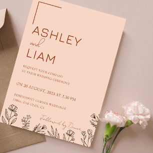 Minimalist Burnt Orange Terracotta Wedding Invitation