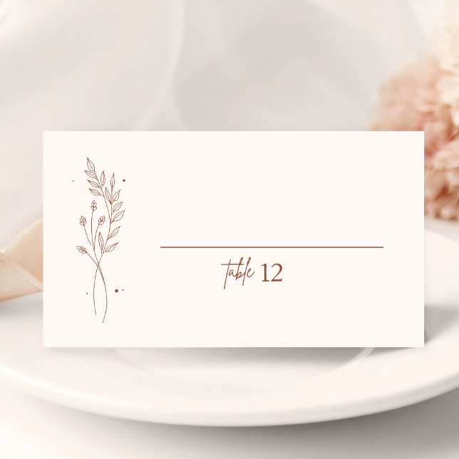 Minimalist Burnt Orange Wedding Folded Place Card (Creator Uploaded)