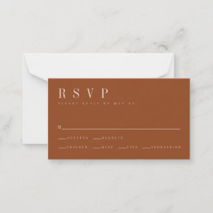 Minimalist Burnt Orange Wedding RSVP Card