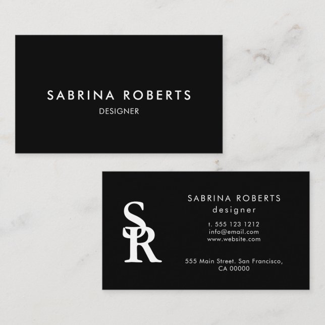 Minimalist Business Card Elegant Black and White  (Front/Back)