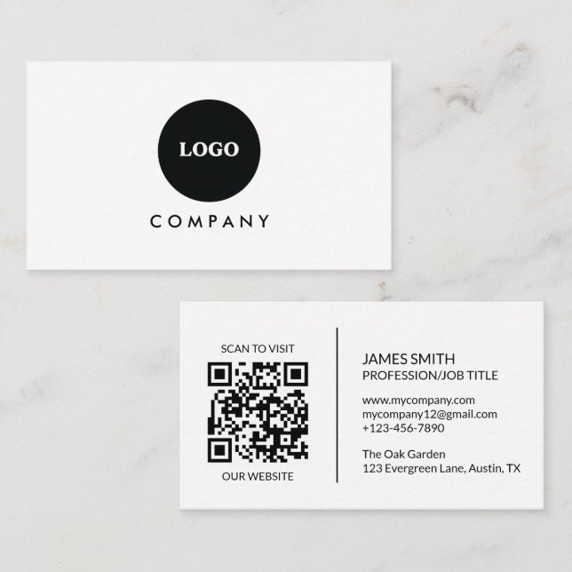 Minimalist Business Card | QR code (Front/Back)