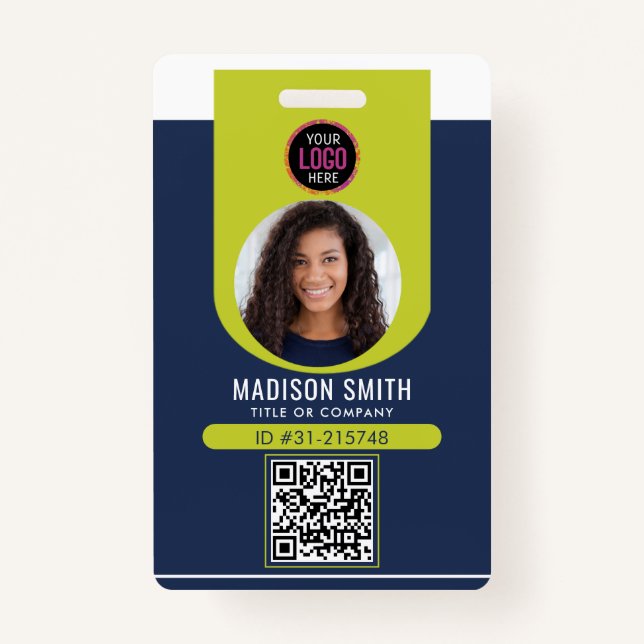  Minimalist Business Employee QR B ID Badge (Front)