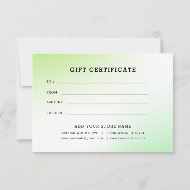 Minimalist Business Gift Certificate with Logo (Front)