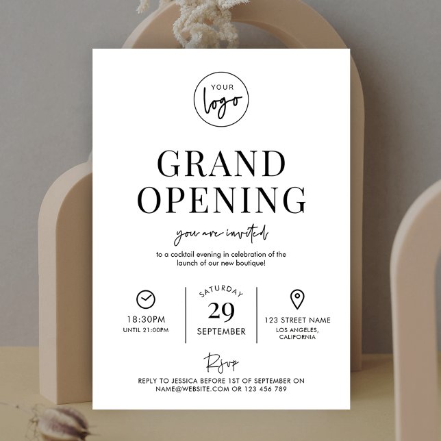Minimalist Business Grand Opening Modern Logo Invitation (Modern Grand Opening Invitation with space for your logo)
