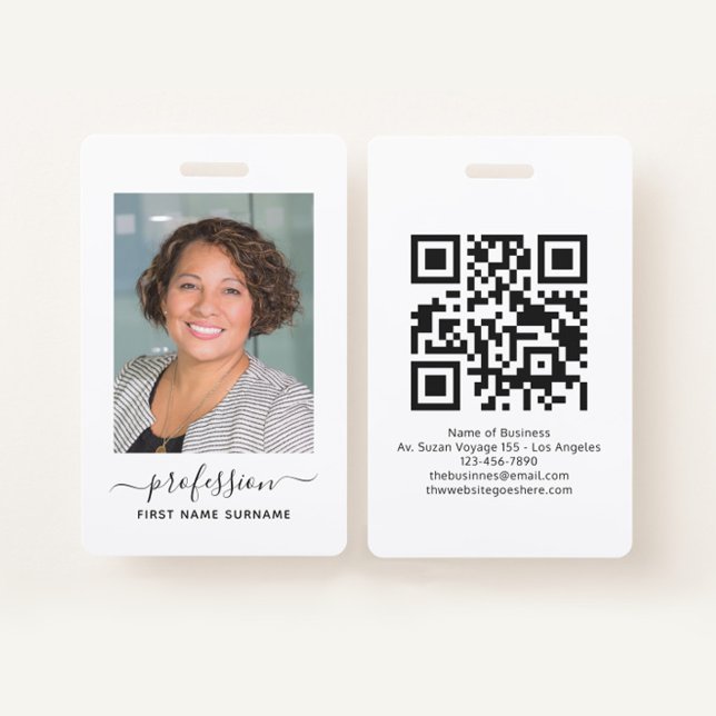Minimalist Business ID with Photo and QR Code ID Badge (Creator Uploaded)
