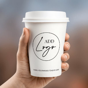 Minimalist Business Logo Black White Company Event Paper Cups