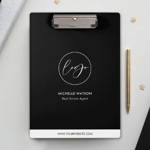 Minimalist Business Logo Black & White Promotional Clipboard