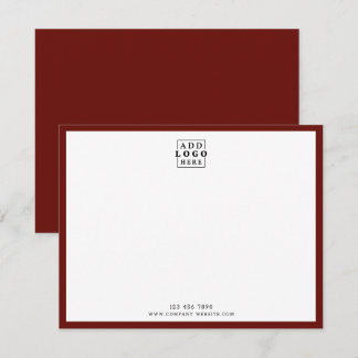 Minimalist Business Logo Company Contact Maroon Card