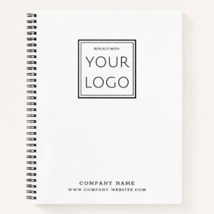 Minimalist Business Logo Company Name Simple White Notebook