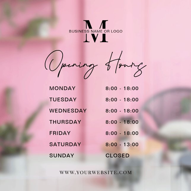 Minimalist Business Logo Monogram Opening Times (Creator Uploaded)