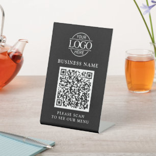 Minimalist Business Logo QR Code Menu Contactless Pedestal Sign