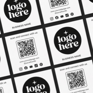 Minimalist Business Logo QR Code Social Media Square Business Card