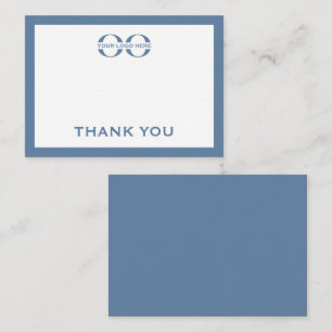 Minimalist Business Logo Thank You Card Dusty Blue
