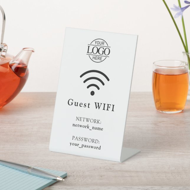 Minimalist Business Logo Wifi Password & Network Pedestal Sign (In SItu)