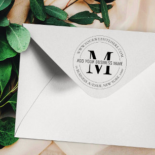 Minimalist Business Monogram Logo Black & White Rubber Stamp