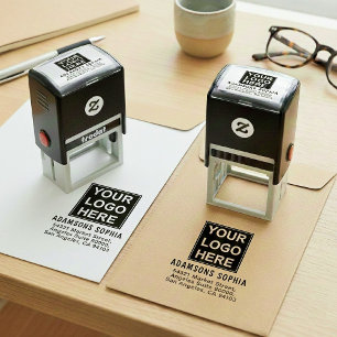 Minimalist Business Name & Address & Logo Self-inking Stamp