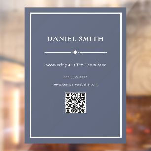 Minimalist Business Office White Dusty Blue QRcode