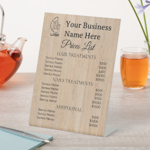 Minimalist Business price list table top signs