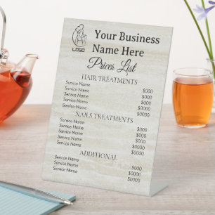 Minimalist Business price list table top signs