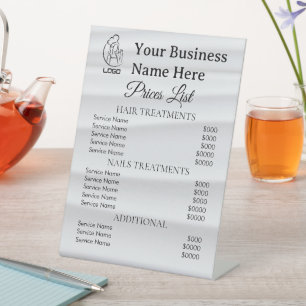Minimalist Business price list table top signs