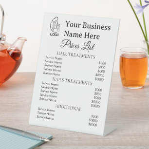 Minimalist Business price list table top signs