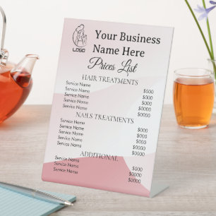 Minimalist Business price list table top signs