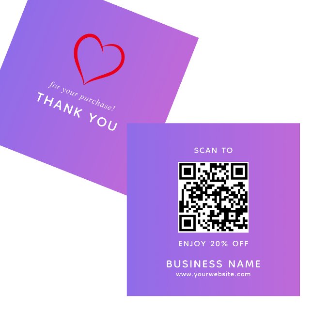 Minimalist Business QR Code Thank You  Discount Card (Creator Uploaded)
