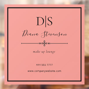 Minimalist Business Salon Name Initial Coral Pink