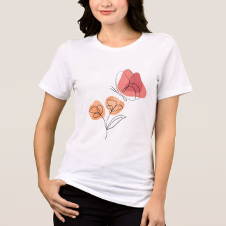 Minimalist Butterfly & Floral Line Art  Tri-Blend Shirt