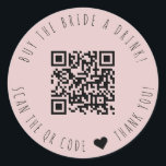 Minimalist Buy The Bride A Drink QR Code Classic Round Sticker<br><div class="desc">Modern and elegant design printed Minimalist Buy The Bride A Drink QR Code Round Sticker that can be customised with your text. Please click the "Customise it" button and use our design tool to modify this template. Check out the Graphic Art Design store for other products that match this design!...</div>