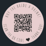 Minimalist Buy The Bride A Drink QR Code Classic Round Sticker<br><div class="desc">Modern and elegant design printed Minimalist Buy The Bride A Drink QR Code Round Sticker that can be customised with your text. Please click the "Customise it" button and use our design tool to modify this template. Check out the Graphic Art Design store for other products that match this design!...</div>