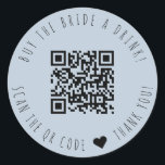 Minimalist Buy The Bride A Drink QR Code Classic Round Sticker<br><div class="desc">Modern and elegant design printed Minimalist Buy The Bride A Drink QR Code Round Sticker that can be customised with your text. Please click the "Customise it" button and use our design tool to modify this template. Check out the Graphic Art Design store for other products that match this design!...</div>