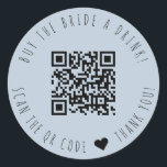 Minimalist Buy The Bride A Drink QR Code Classic Round Sticker<br><div class="desc">Modern and elegant design printed Minimalist Buy The Bride A Drink QR Code Round Sticker that can be customised with your text. Please click the "Customise it" button and use our design tool to modify this template. Check out the Graphic Art Design store for other products that match this design!...</div>