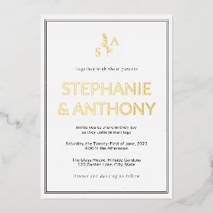 Minimalist BW Monogram Wildflower Wedding