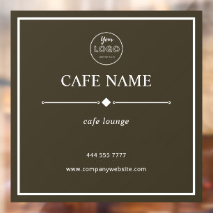 Minimalist Cafe Restaurant Sign Name Logo Brown