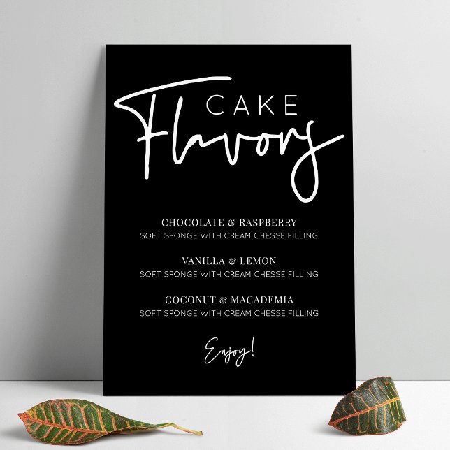 Minimalist Cake Flavours Menu Simple Black Modern Poster (Creator Uploaded)
