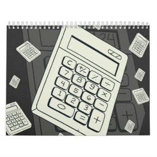 Minimalist Calculator and Math Pattern Illustratio Calendar