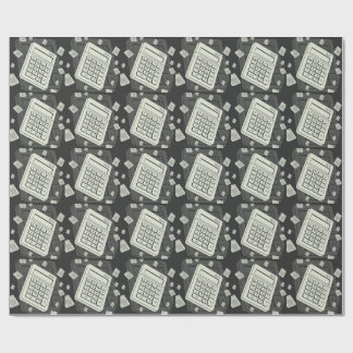 Minimalist Calculator and Math Pattern Illustratio Wrapping Paper