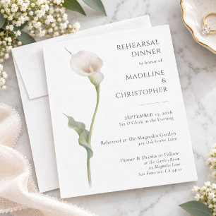 Minimalist Calla Lily Wedding Rehearsal Dinner Invitation