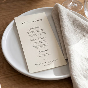 Minimalist Calligraphic Ivory Wedding Menu