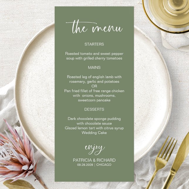 Minimalist Calligraphy 4x9 Wedding Menu Cards (Creator Uploaded)