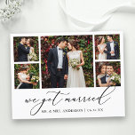 Minimalist Calligraphy 5 Photo We Got Married Postcard<br><div class="desc">Modern Minimalist Simple,  yet Elegant 5 Photo Delicate Calligraphy Script We Got Married Wedding Announcement Postcard</div>