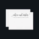 Minimalist Calligraphy Advice and Wishes Card<br><div class="desc">Use this modern wish card at your party to have guests leave a personal note for the guest of honour. Add your information on the template form. The advanced editing menu allows you to change the colours and the fonts.</div>