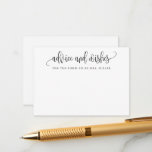 Minimalist Calligraphy Advice and Wishes Card<br><div class="desc">Use this modern wish card at your party to have guests leave a personal note for the guest of honour. Add your information on the template form. The advanced editing menu allows you to change the colours and the fonts.</div>