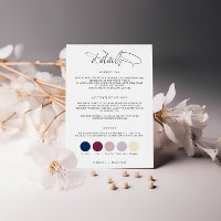 Minimalist Calligraphy Attire Wedding Details Card